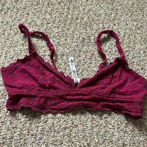 Free People Red Lace Longline Bralette